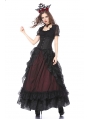 Black and Red Gothic Eleglant Lace Long Skirt