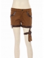 Women's Coffee Steampunk Shorts with Pocket