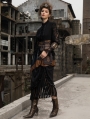 Women's Coffee and black Long Splice Steampunk Skirt