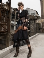 Women's Coffee and black Long Splice Steampunk Skirt