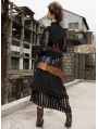 Women's Coffee and black Long Splice Steampunk Skirt
