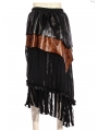 Women's Coffee and black Long Splice Steampunk Skirt