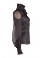 Black Sheer Long Sleeves High Collar Womens Gothic Blouse