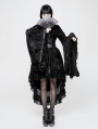 Black Gothic Lolita Flocking Printing Kimono Dress