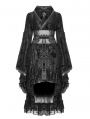 Black Gothic Lolita Flocking Printing Kimono Dress