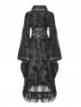 Black Gothic Lolita Flocking Printing Kimono Dress