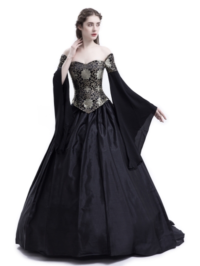 Black Theatrical Vintage Gothic Victorian Ball Dress