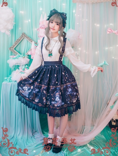 Strawberry Witch Alice's Dreamland Chiffon Sweet Lolita Jumper Skirt