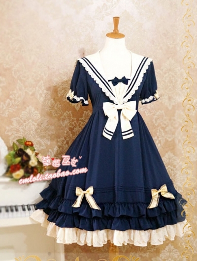 Strawberry Witch Chiffon Sailor Lolita OP Dress