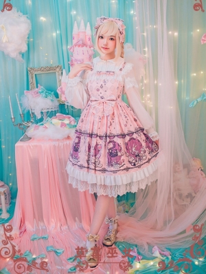 Strawberry Witch Alice's Dreamland Chiffon Lolita Jumper Dress