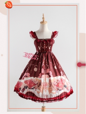 Strawberry Witch The Adventures of the Clock Chiffon Sweet Lolita Jumper Dress