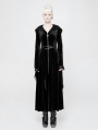Black Gothic Witchy Velvet Long Hooded Coat for Women