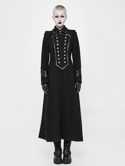 Black Gothic Uniform Retro Woolen Jacket for Women