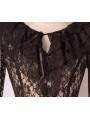 Black Romantic Long Trumpet Sleeves Lace Womens Gothic Blouse