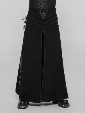 Black Gothic Retro Jacquard Skirt for Men