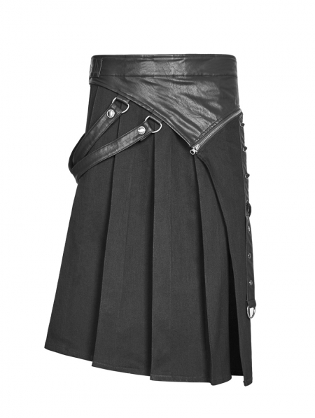 Black Gothic Punk Removable Half Skirt for Men - Devilnight.co.uk