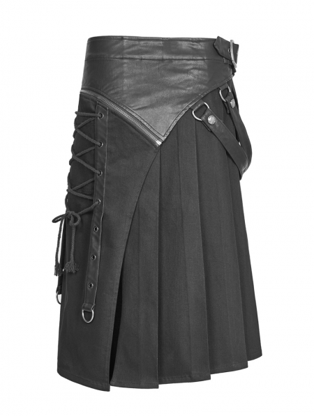 Black Gothic Punk Removable Half Skirt for Men - Devilnight.co.uk