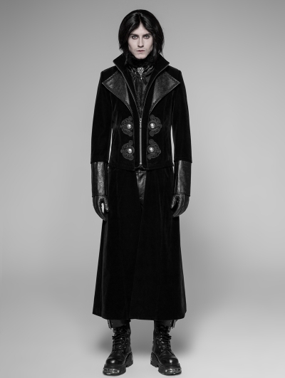 Black Detachable Gentleman Style Gothic Jacket for Men