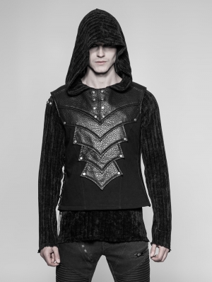 Black Gothic Punk Chest Protector Vest Top for Men