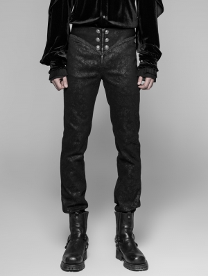 Black Retro Gothic Trousers for Men