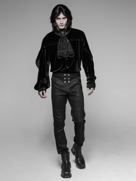 Black Retro Gothic Trousers for Men - Devilnight.co.uk