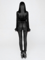 Black Gothic Jacquard High Waist Pants for Women