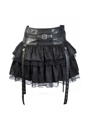 Black Layers Short Mini Gothic Skirt