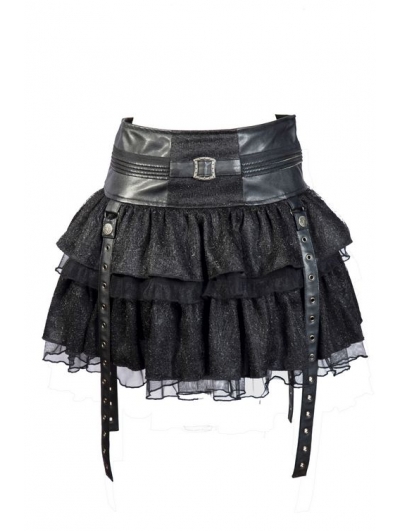 Black Layers Short Mini Gothic Skirt - Devilnight.co.uk