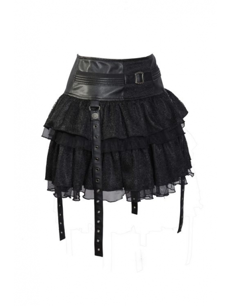 Black Layers Short Mini Gothic Skirt - Devilnight.co.uk