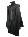 Black Men's Gothic Long Coat with Detachable Cape
