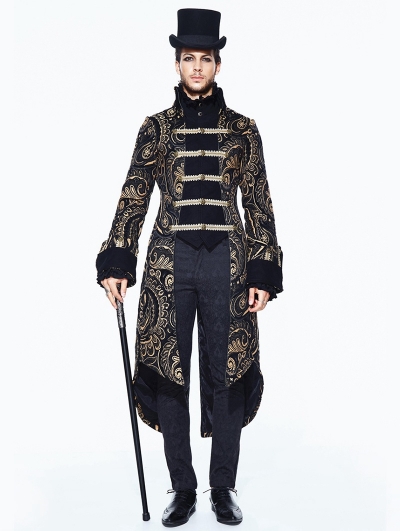 Gold Gothic Retro Palace Swallow Tail Jacket for Men