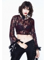 Red Gothic Lace Semitransparent Shirt for Women