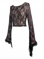 Red Gothic Lace Semitransparent Shirt for Women