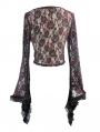 Red Gothic Lace Semitransparent Shirt for Women