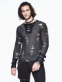 Steampunk Long Sleeves Hole Knit Shirt for Men