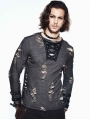 Steampunk Long Sleeves Hole Knit Shirt for Men