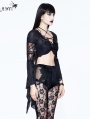 Black Sexy Gothic Flower Beading Short Top for Women 