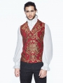 Red Gothic Vintage Double-breasted Waistcoat for Men