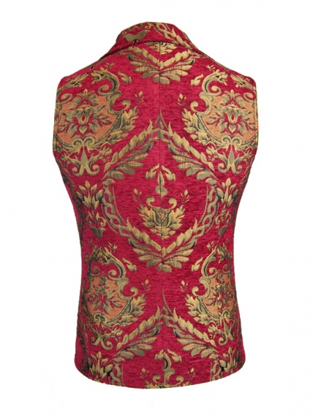 Red Gothic Vintage Double-breasted Waistcoat for Men - Devilnight.co.uk