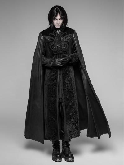 Black Gothic Night Count Vampire Long Cloak Coat - Devilnight.co.uk