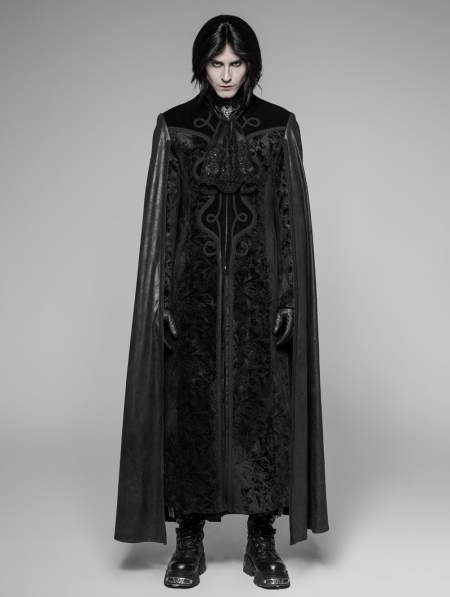 Black Gothic Night Count Vampire Long Cloak Coat - Devilnight.co.uk