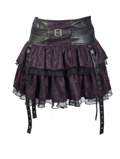 Purple Layers Short Mini Gothic Skirt - Devilnight.co.uk