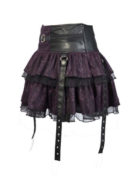 Purple Layers Short Mini Gothic Skirt - Devilnight.co.uk