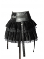 Black Velvet Lace-up Gothic Short Skirt