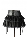 Black Velvet Lace-up Gothic Short Skirt