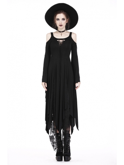 Black Romantic Gothic Irregular Long Dress