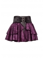 Purple Rose Printed Pattern Gothic Short Skirt