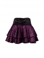 Purple Rose Printed Pattern Gothic Short Skirt