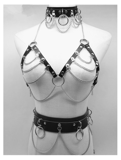 Sexy Gothic Punk Bodychain Harness Belt Set JF-0052
