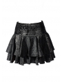 Black Rose Printed Pattern Gothic Short Skirt